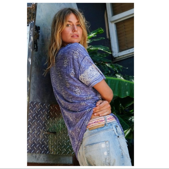 FREE PEOPLE BOHO TOP PRINT TEE T-SHIRT A2C - Picture 12 of 14